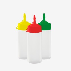 Biberon à sauce col large - lot 3 couleurs - 0,25L