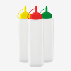Biberon à sauce col large - lot 3 couleurs - 0,75L