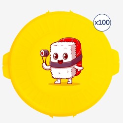 Boîte ronde réutilisable personnalisée - jaune - Min. 100 unité