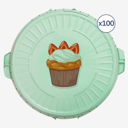 Boîte ronde réutilisable personnalisée - vert amande - Min. 100 unités